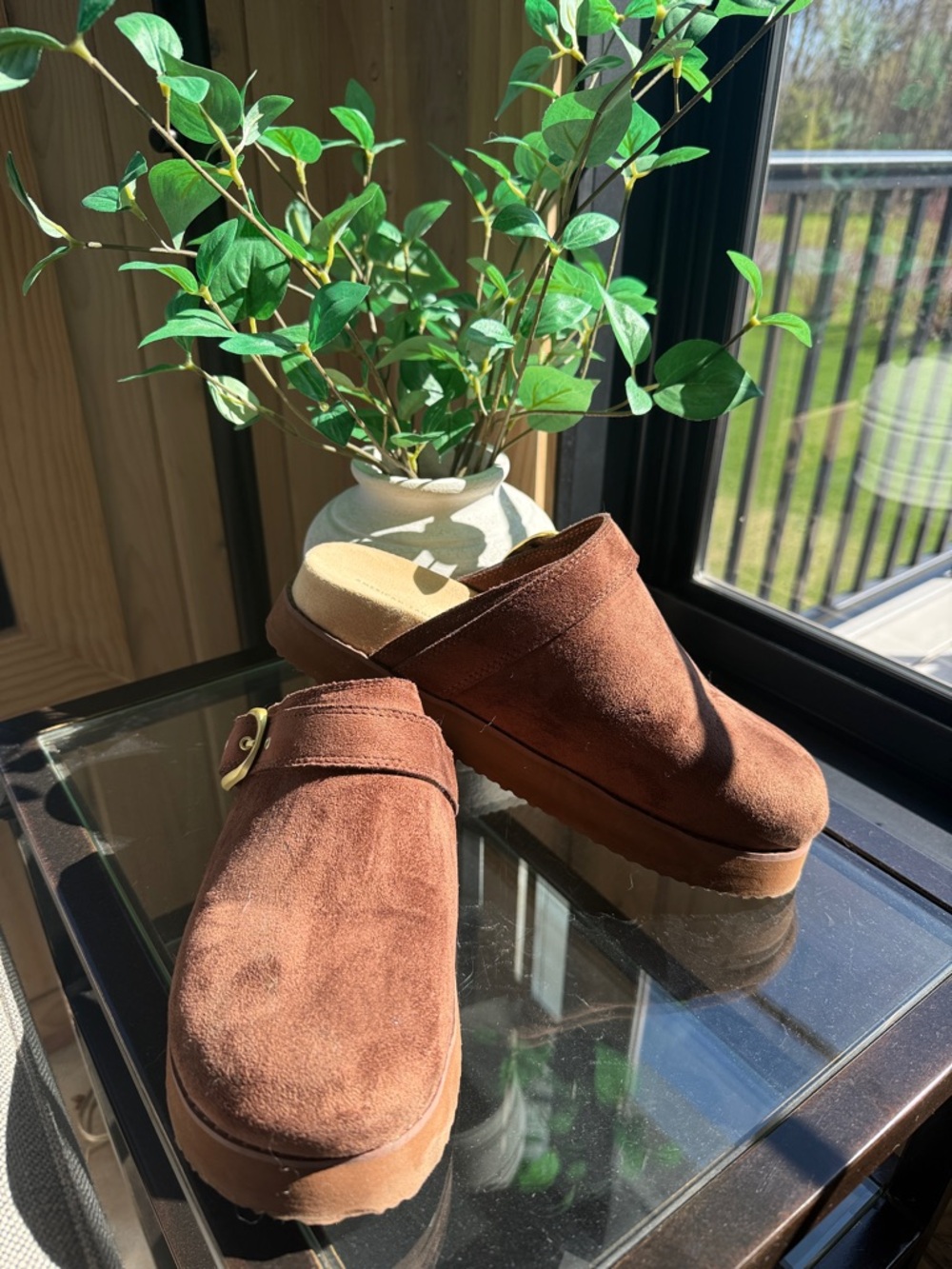 American Eagle Brown Suede Slip-On Clogs